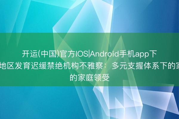 开运(中国)官方IOS|Android手机app下载 合肥地区发育迟缓禁绝机构不雅察：多元支握体系下的家庭领受