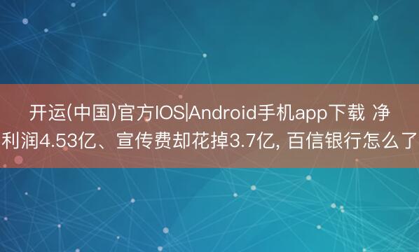 开运(中国)官方IOS|Android手机app下载 净利润4.53亿、宣传费却花掉3.7亿， 百信银行怎么了