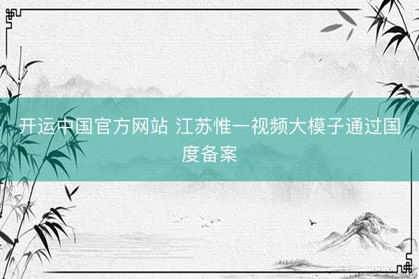 开运中国官方网站 江苏惟一视频大模子通过国度备案