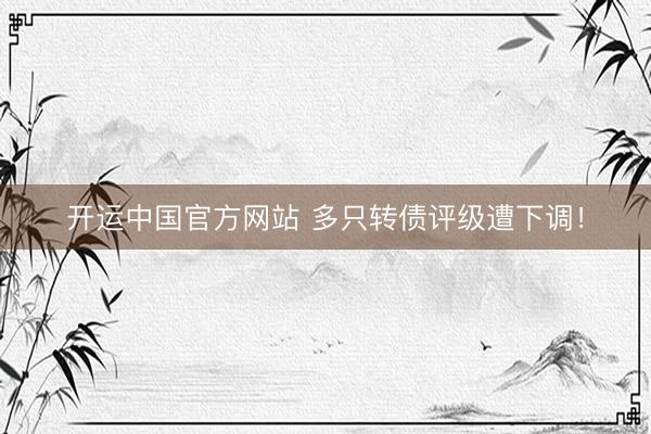 开运中国官方网站 多只转债评级遭下调！